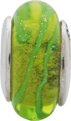 Sterling Silver Hand-Blown Glass Bead with Antiqued Finish Elegant Design