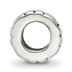 Sterling Silver 925 Antiqued Notched Spacer Bead Solid Casted 8.18mm