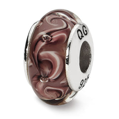 Sterling Silver Reflections Purple Swirl Hand-blown Glass Bead