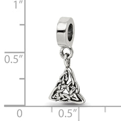 Sterling Silver Celtic Trinity Dangle Bead with Antiqued Finish Solid Craftsmanship