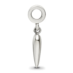 Sterling Silver 925 Dangle Bead with Polished Italian Horn Charm