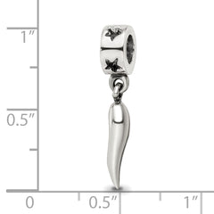 Sterling Silver 925 Dangle Bead with Polished Italian Horn Charm