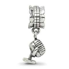 Sterling Silver 925 Microphone Dangle Bead with Antiqued Finish, Casted Solid Design
