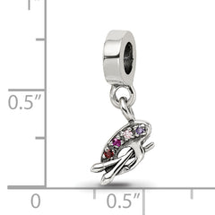 Sterling Silver 925 Artist Palette Dangle Bead with Multi-Color CZ Stones
