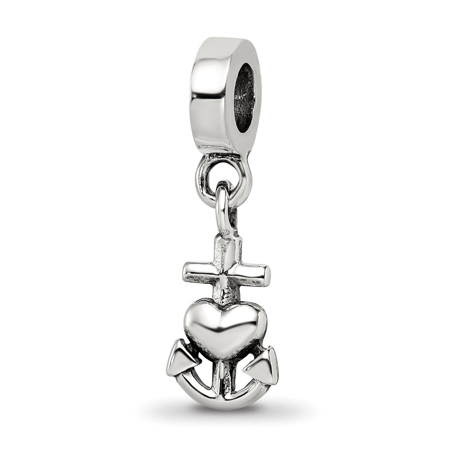 Sterling Silver Reflections Heart, Cross & Anchor Dangle Bead