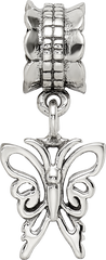 Sterling Silver 925 Butterfly Dangle Bead with Antiqued Finish Elegant Design