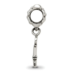 Sterling Silver 925 Key Dangle Bead with Antiqued Finish Solid Charm