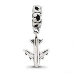 Sterling Silver 925 Airplane Dangle Bead with Antiqued Finish