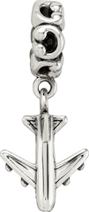 Sterling Silver 925 Airplane Dangle Bead with Antiqued Finish