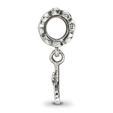 Sterling Silver 925 Letter A Dangle Bead with Antiqued Finish