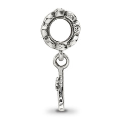 Sterling Silver 925 Letter A Dangle Bead with Antiqued Finish