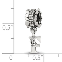 Sterling Silver 925 Antiqued Letter F Dangle Bead Charm by Sophia Jewelers