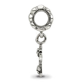 Sterling Silver 925 Letter K Dangle Bead with Antiqued Finish Solid Charm