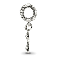 Sterling Silver 925 Letter K Dangle Bead with Antiqued Finish Solid Charm