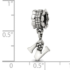 Sophia Jewelers Sterling Silver 925 Letter N Dangle Bead with Antiqued Finish