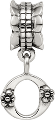 Sterling Silver 925 Letter O Dangle Bead with Antiqued Finish
