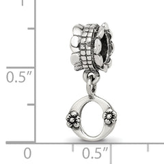 Sterling Silver 925 Letter O Dangle Bead with Antiqued Finish