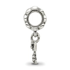 Sterling Silver 925 Antiqued Letter T Dangle Bead Lightweight Solid Charm