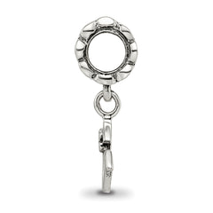 Sterling Silver 925 U Dangle Bead with Antiqued Finish Alphabet Charm