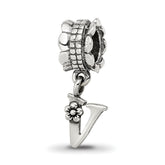 Sterling Silver Reflections Letter V Dangle Bead
