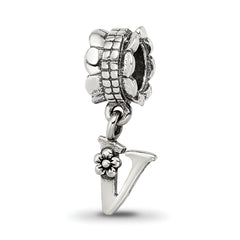 Sterling Silver Reflections Letter V Dangle Bead