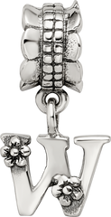 Sterling Silver Reflections Letter W Dangle Bead