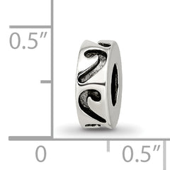925 Sterling Silver Antiqued Stopper Bead with Solid Cast Design