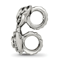 Sterling Silver 925 CZ Connector Bead with Antiqued Finish, Solid Design