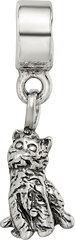 Sterling Silver 925 Cat Dangle Bead for Kids with Antiqued Finish