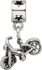 Sterling Silver 925 Bicycle Dangle Bead for Kids, Antiqued Finish