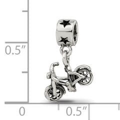 Sterling Silver 925 Bicycle Dangle Bead for Kids, Antiqued Finish