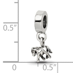 Sterling Silver Kids Pony Dangle Bead with Antiqued Finish by Sophia Jewelers