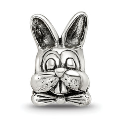 Sterling Silver 925 Antiqued Easter Bunny Bead with Solid Cast Design