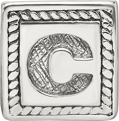 925 Sterling Silver Antiqued Letter C Triangle Bead Solid & Elegant Design