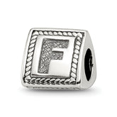 Sterling Silver Reflections Letter F Triangle Block Bead