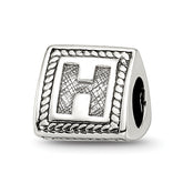 Sterling Silver Reflections Letter H Triangle Block Bead