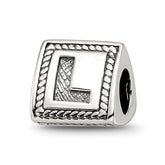 Sterling Silver Reflections Letter L Triangle Block Bead