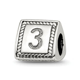 Sterling Silver Reflections Number 3 Triangle Block Bead