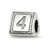 Sterling Silver Reflections Number 4 Triangle Block Bead