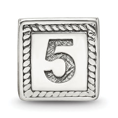 Sterling Silver 925 Antiqued Triangle Block Bead Number 5 Elegant Charm