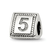 Sterling Silver Reflections Number 5 Triangle Block Bead