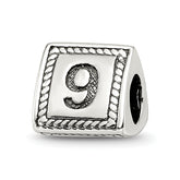 Sterling Silver Reflections Number 9 Triangle Block Bead