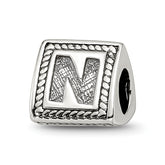 Sterling Silver Reflections Letter N Triangle Block Bead