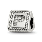 Sterling Silver Reflections Letter P Triangle Block Bead