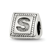 Sterling Silver Reflections Letter S Triangle Block Bead