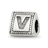 Sterling Silver Reflections Letter V Triangle Block Bead
