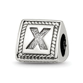 Sterling Silver Reflections Letter X Triangle Block Bead