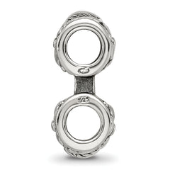 Sterling Silver 925 Antiqued Floral Connector Bead Vintage-Inspired Elegant Design