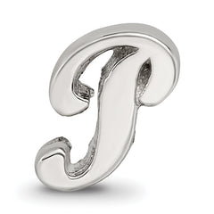 Sterling Silver 925 Script Letter P Bead with Polished Finish