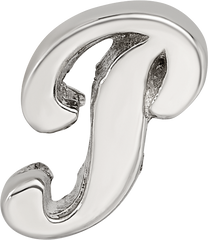 Sterling Silver 925 Script Letter P Bead with Polished Finish